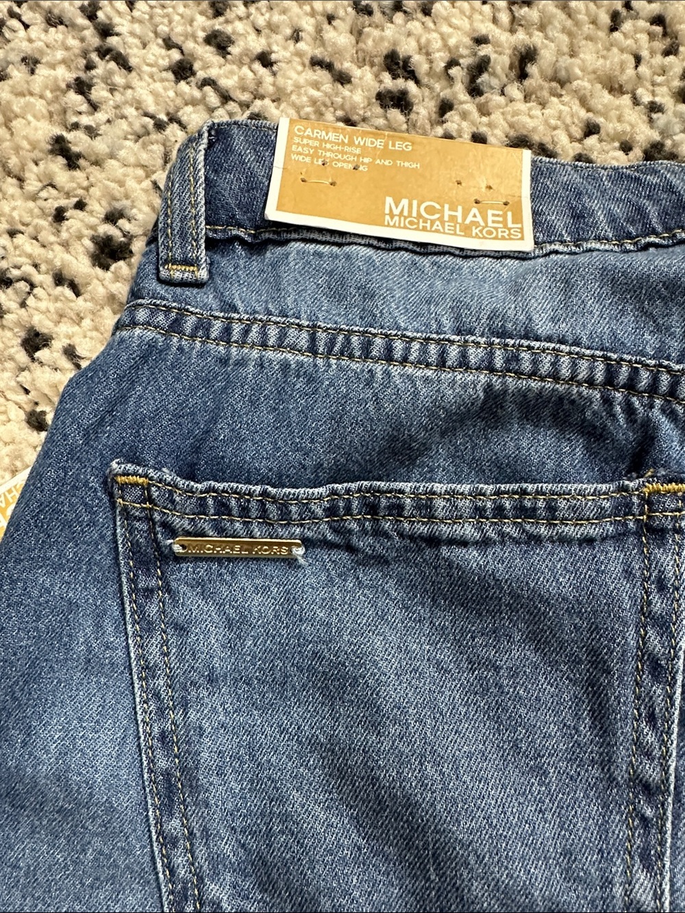 Michael Kors Medium Blue High-Rise Wide Leg Jeans - Picture 11 of 13
